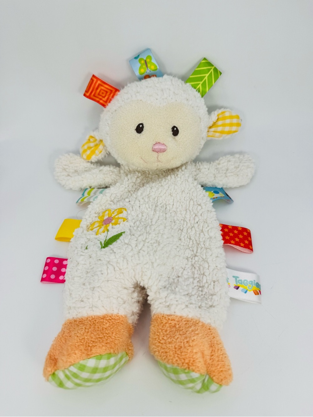 Taggies Mary Meyer Baby Sherbet Lamb Lovey Soft Toy 12" Plush Colorful Cuddly